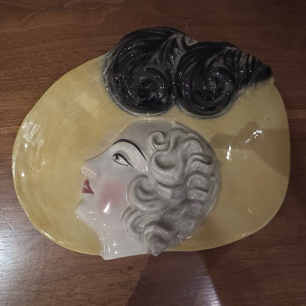 Vintage Art Deco 30s “ Hatted Lady “ By Cope & Co. England Pristine 12” X 10”